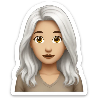 Girl white hair Brown and êtes brown sticker