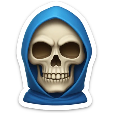 skull wearing blue hood and cloak sticker