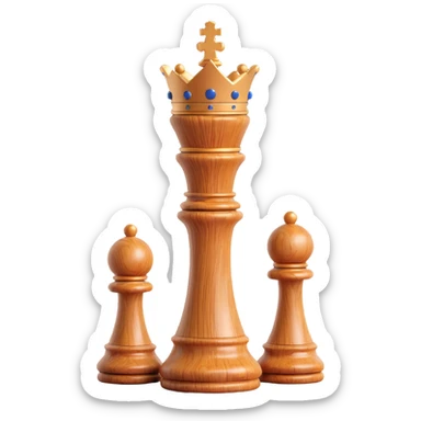 chess king, 3D style, rich wood grain texture, luxurious appearance, no text sticker