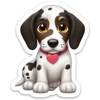 Perro salchicha mini muy tierno con pelaje negro de dalmata y un corazón  sticker