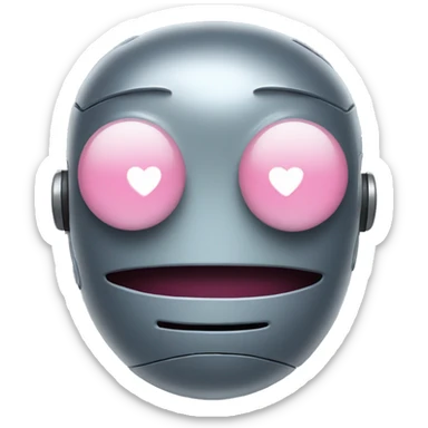 Robot head with heart eyes sticker