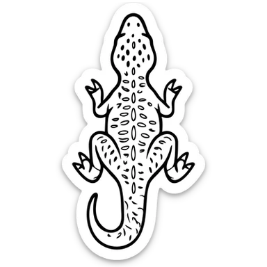 Top-down view of a T-Rex dinosaur, seen directly from above, with clear outlines and detailed texture, centered on a flat surface, bright lighting, sharp focus, no additional objects or features like wheels, stylized but realistic sticker