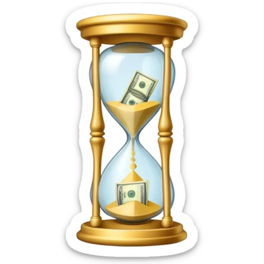 Hourglass with cash sticker