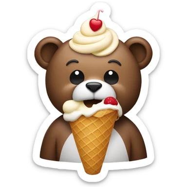 The bear eating ice cream  sticker