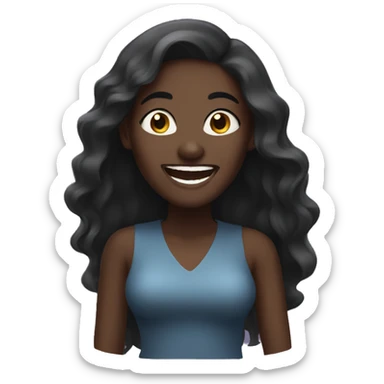 Dark skinned woman with long hair laughing  sticker