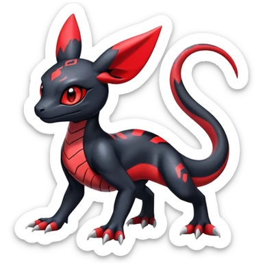 Cute Shiny Guilmon-Salandit-Umbreon-Fakémon-hybrid-creature (full body)  sticker