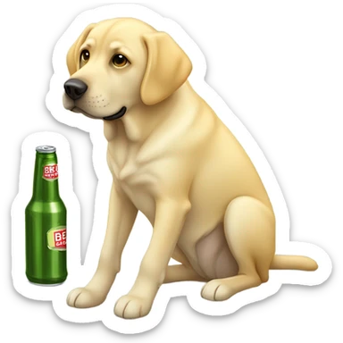 Yellow Labrador drinking a beer sticker
