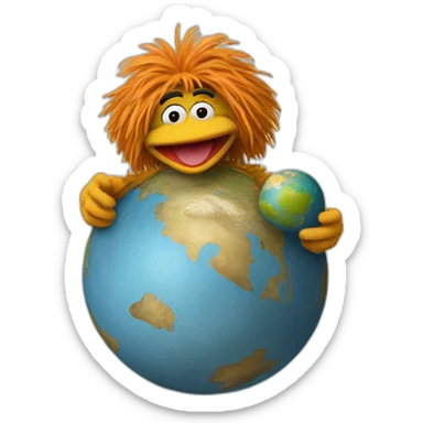 fraggle with a globe sticker