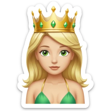 Blonde Queen with crownGreen eyes eyes Bikini  sticker