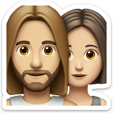 Jared Leto in a relationship with a short, brown-haired girl with big brown eyes and a bob haircut sticker