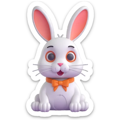 beautiful detailed 3D rabbit, looking disappointed, phrase 'Why don't you come to my website and leave me a comment?' in clear readable font sticker