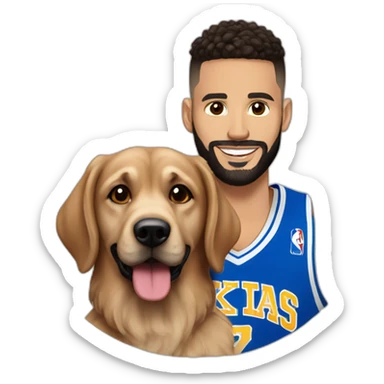 Evan Fournier avec un chien sticker