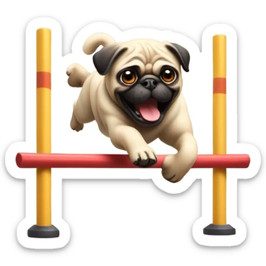 Pug running agility  sticker