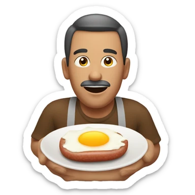 A MAN EATİNG EGG FROM A SAUSAGE sticker