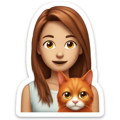orang cat with brunnete girl sticker