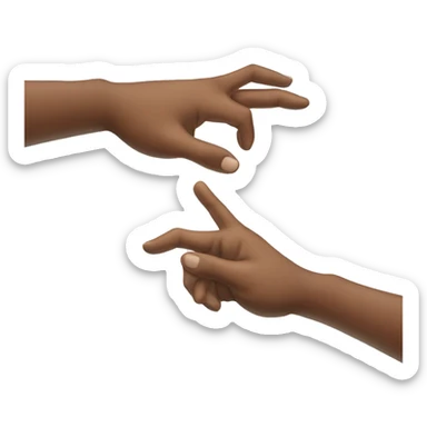 two separate hands with index fingers touching sticker
