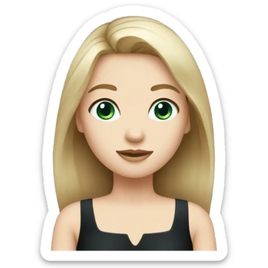 Girl with black dress and dark blonde hair hair and blue-green eyes and white skin sticker