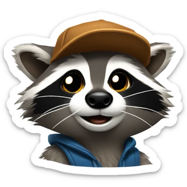 Raccoon with a coon skin cap sticker