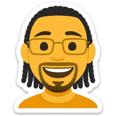 Transform this portrait into a simple and expressive smiling face emoji style with a transparent background. Focus on capturing the essence of an emoji style look while keeping the face friendly and clear. sticker