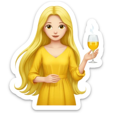 yellow glass and yellow dressed woman long hair sticker