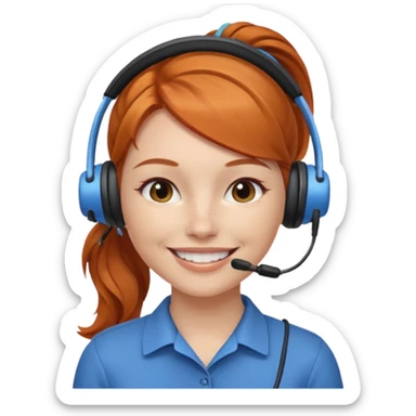 receptionist face ponytail ginger with headpset sticker