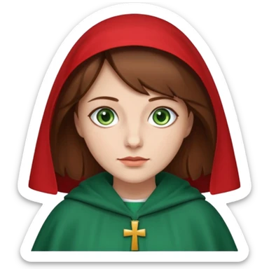 Handmaid woman with brown hair and green eyes sticker