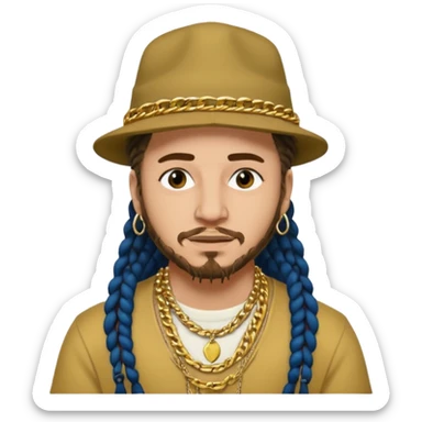 post malone with gold chain necklace, wearing hat, dreadlock hair  sticker