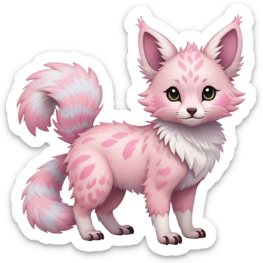 Feral Rare Fantasy cute pastel Vernid-Trico-species by LiLaiRa, markings, tufted ears, full body sticker