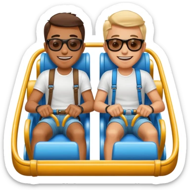 two guys on a roller coaster and buckled up sticker
