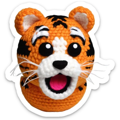 Tiger crochet plush sticker