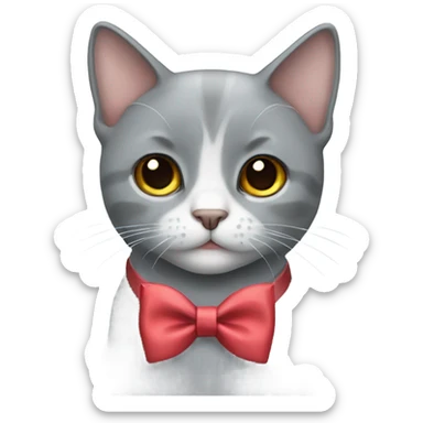 Grey cute cat with bow tie sticker