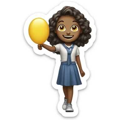 girl,smiling,balloon waving goodbye sticker