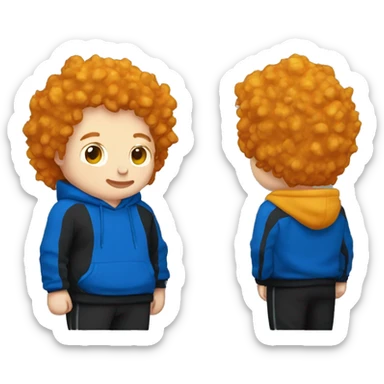 fat, ginger streamer named caseoh wearing a blue hoodie and black sweatpants with cheez-it dust on it emoji sticker