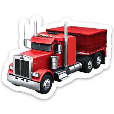 Peterbilt 389 stretch black with red frame with flat top and slash cut exhaust stacks and dual rear tires and flat bumper sticker