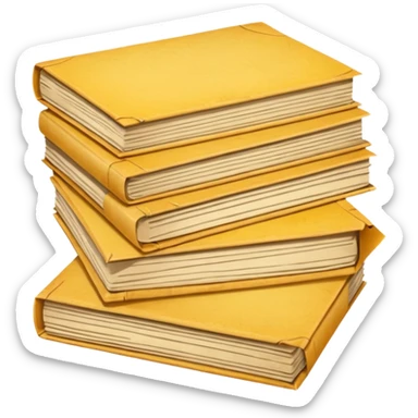 a pile of vintage yellowish papers sticker