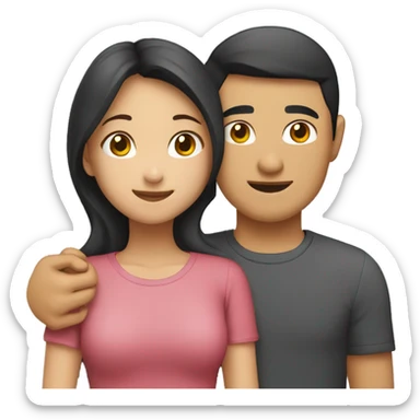 asian girl and asian guy hugging  sticker