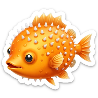 All Orange Puffer fish spikes sticker