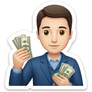 An American man with money in his hands sticker