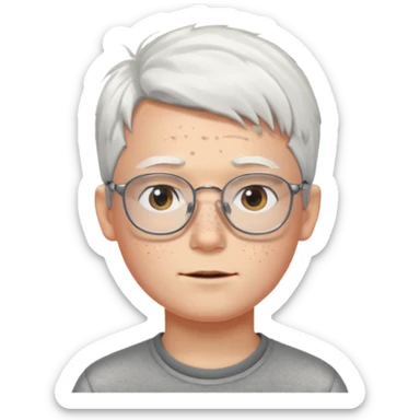 young boy with white hair and glasses sticker