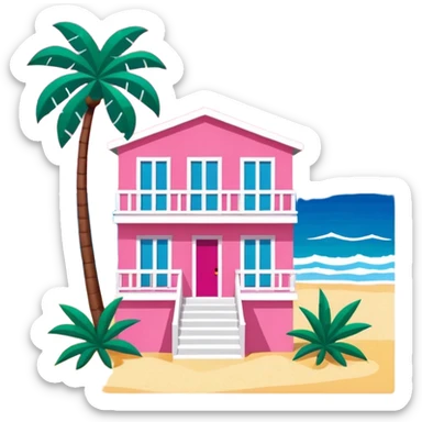 Matisse style pink SPAM art Miami beach landscape sticker