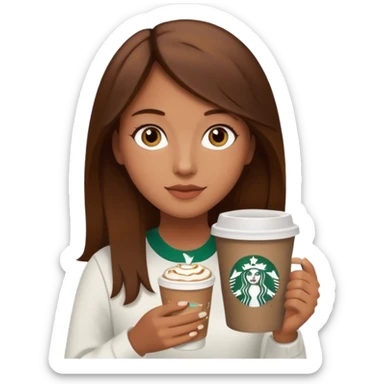 Girl, brown hair and brown eyes, Starbucks sticker