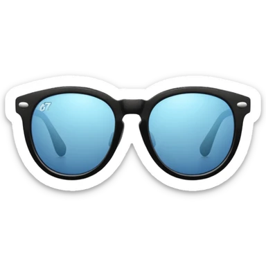 Sunglasses with the number 67 on them sticker