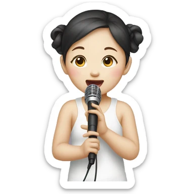 korean baby girl singing with a mic sticker