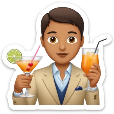 Chat avec un coctail sticker