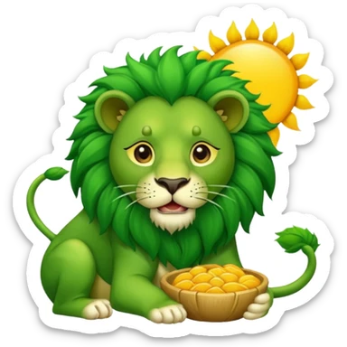 Majestic green lion eating sun sticker
