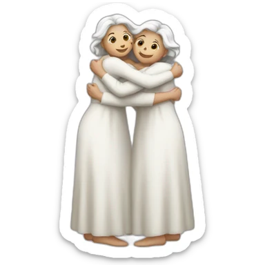 Three white sisters hugging  sticker