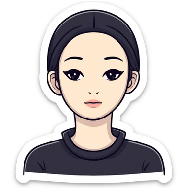 gothic person with black clothes, pale skin, and dark makeup sticker
