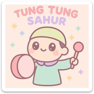 tung tung sahur, kawaii style, cute, charming, pastel colors sticker