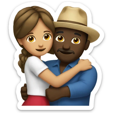 Mexican women hugging black man  sticker
