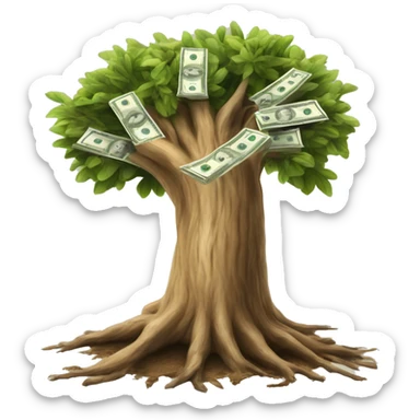 a dried up tree where the root is in the form of money a dried up tree where the root is in the form of money sticker